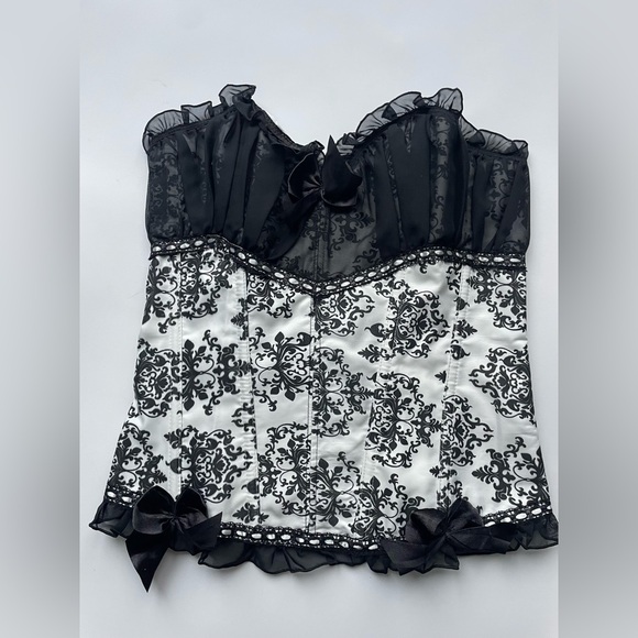 Other - Black and White Lace Corset Top